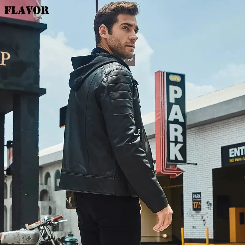 Men's Black Leather Motorcycle Jacket