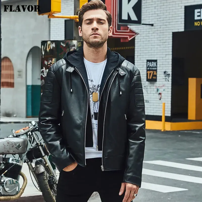 Men's Black Leather Motorcycle Jacket