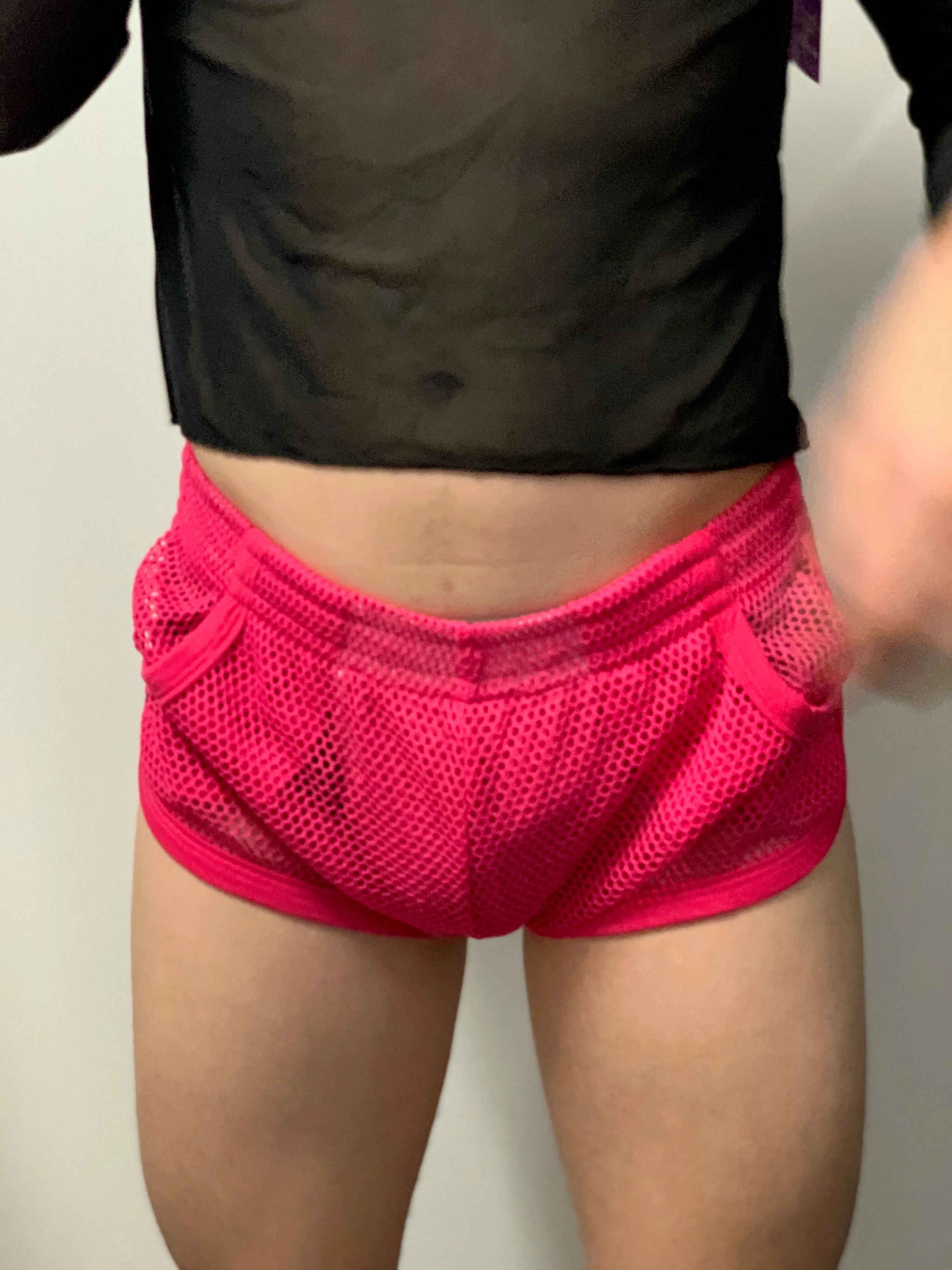 Men's Fluro Pink Fishnet Shorts