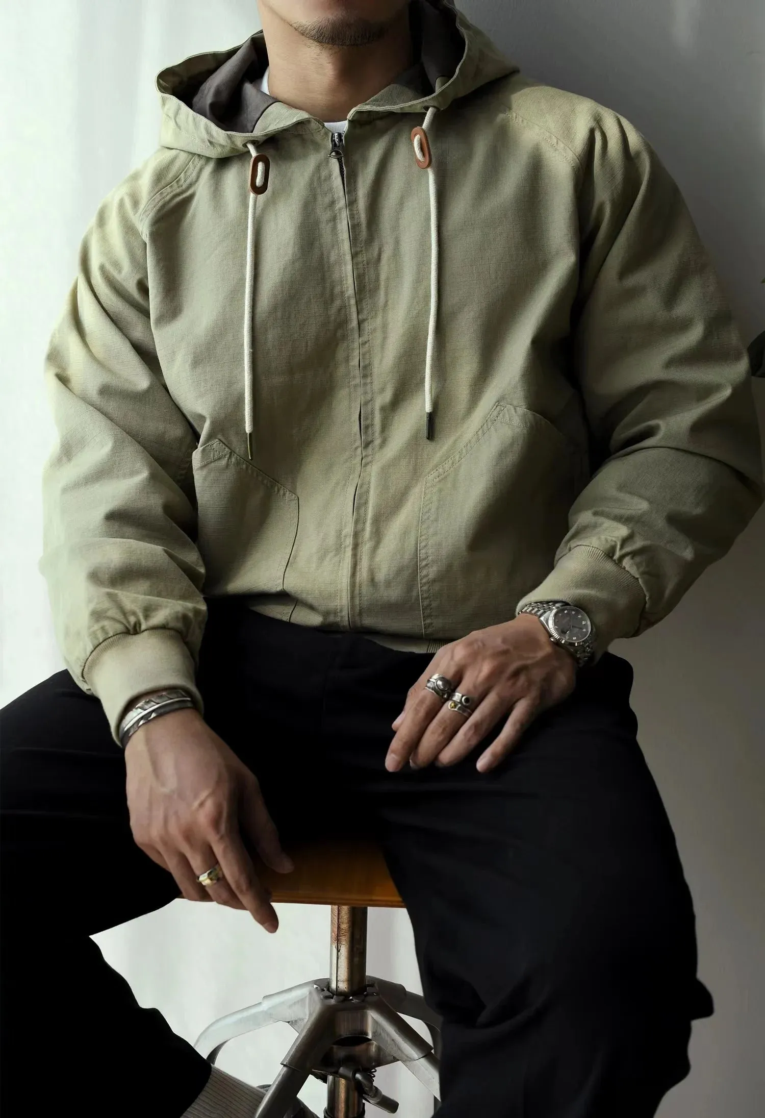 Men's Hooded Sweatshirt Loose Sports Biker Casual Jacket