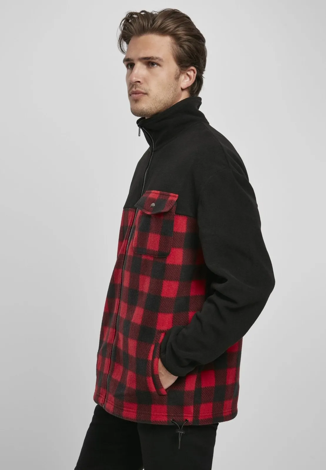 Men's Polar Fleece Track Jacket: Stylish Patterned Warmth