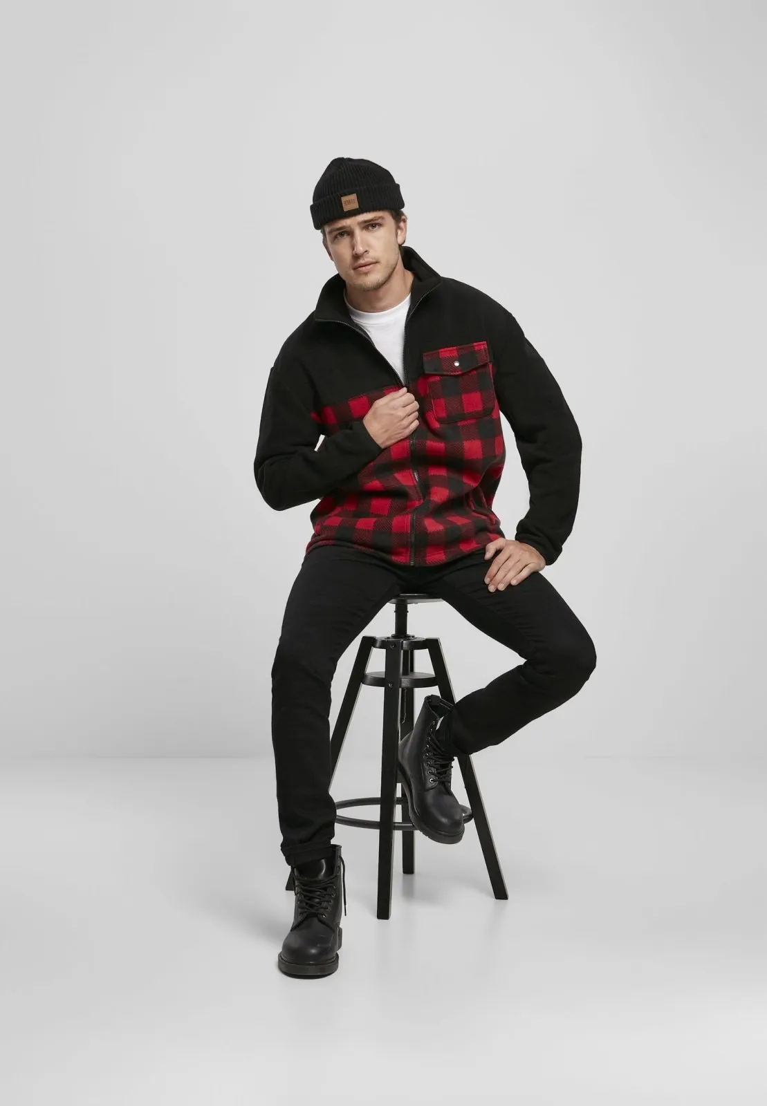 Men's Polar Fleece Track Jacket: Stylish Patterned Warmth
