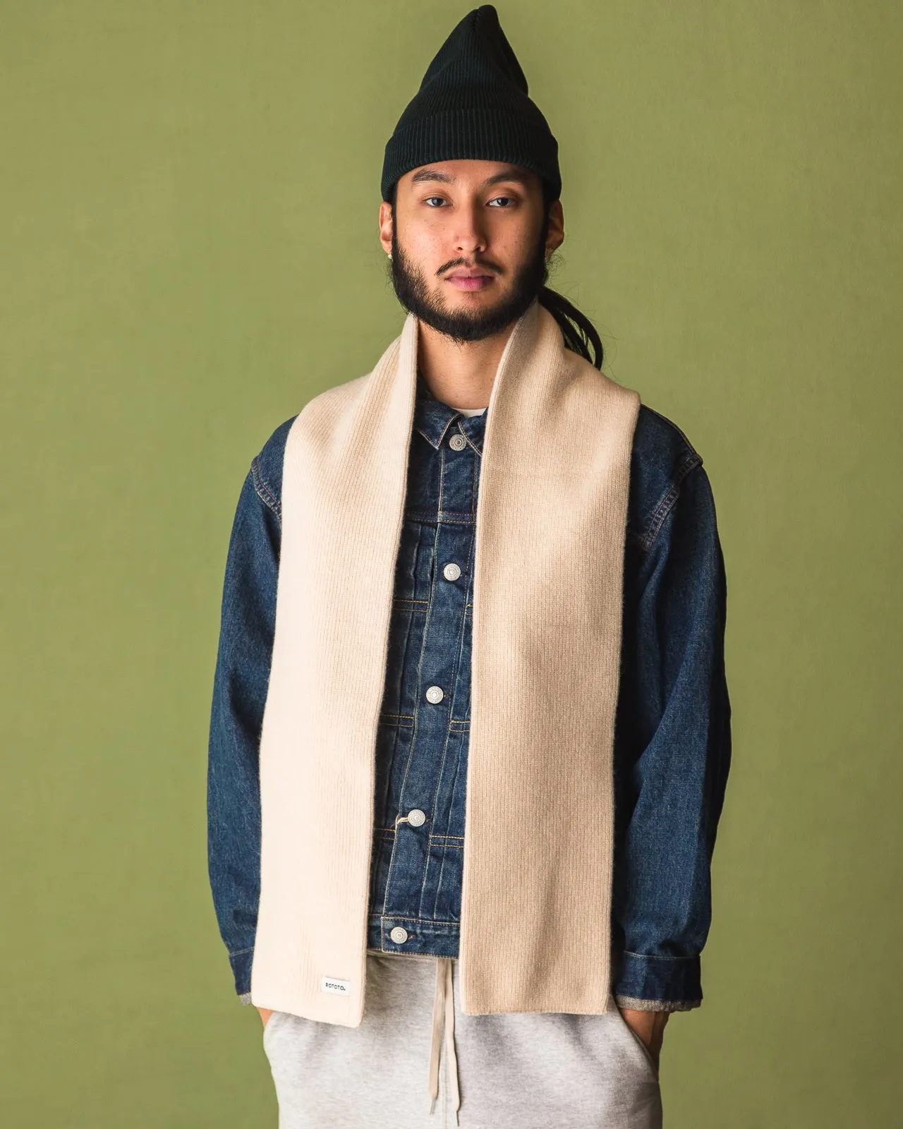 Merino Lambswool Sock Knit Scarf - Off White