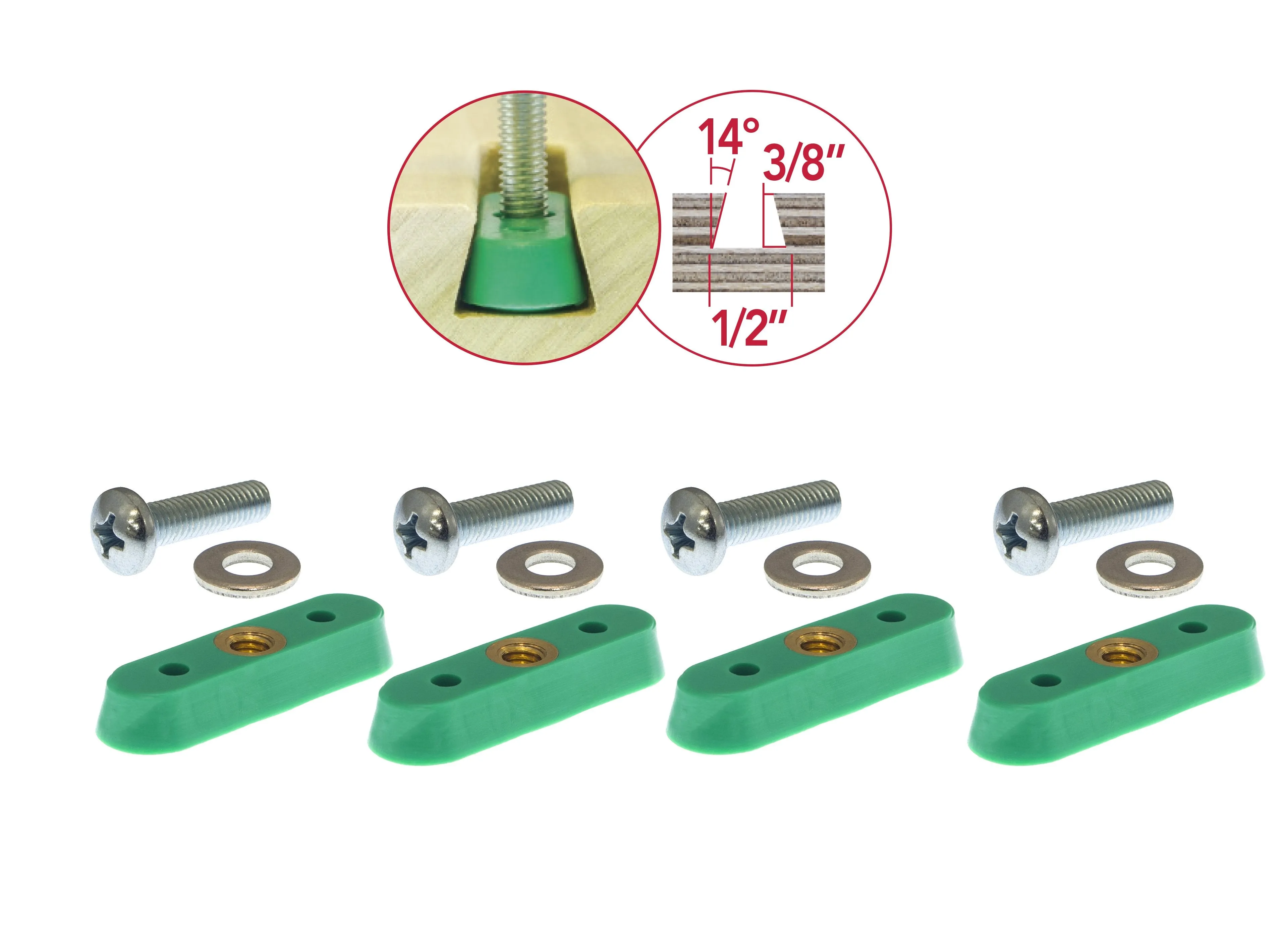 Microjig MATCHFIT™ Dovetail Nut Track Hardware (4-Pack)