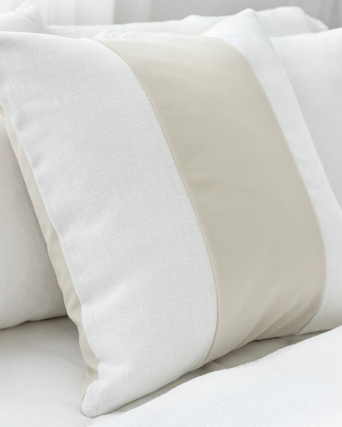 Ming Dune/Bone Velvet & Linen Cushion