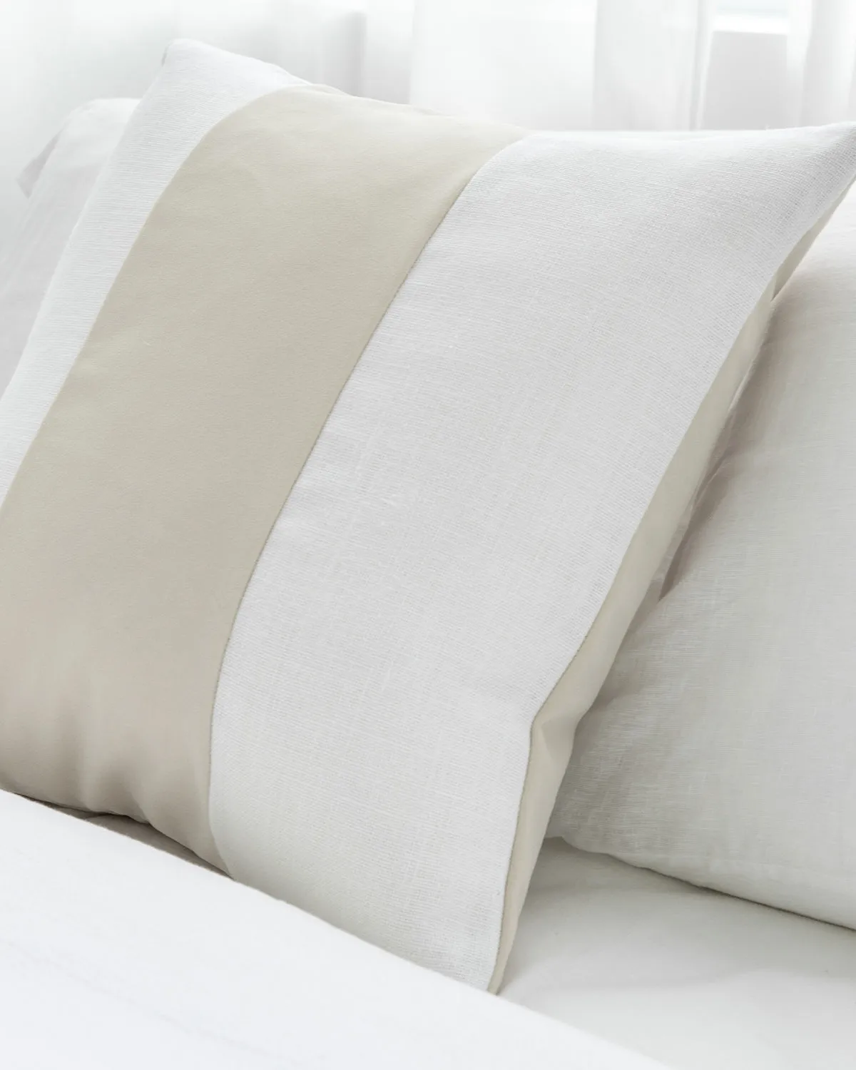 Ming Dune/Bone Velvet & Linen Cushion
