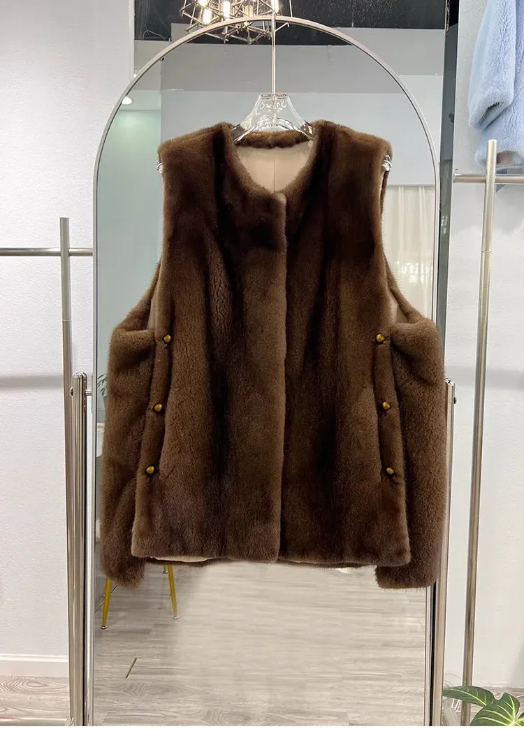 Natural Mink Fur Warm Vast