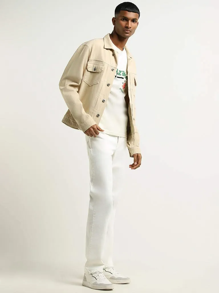 Nuon Beige Denim Relaxed Fit Jacket