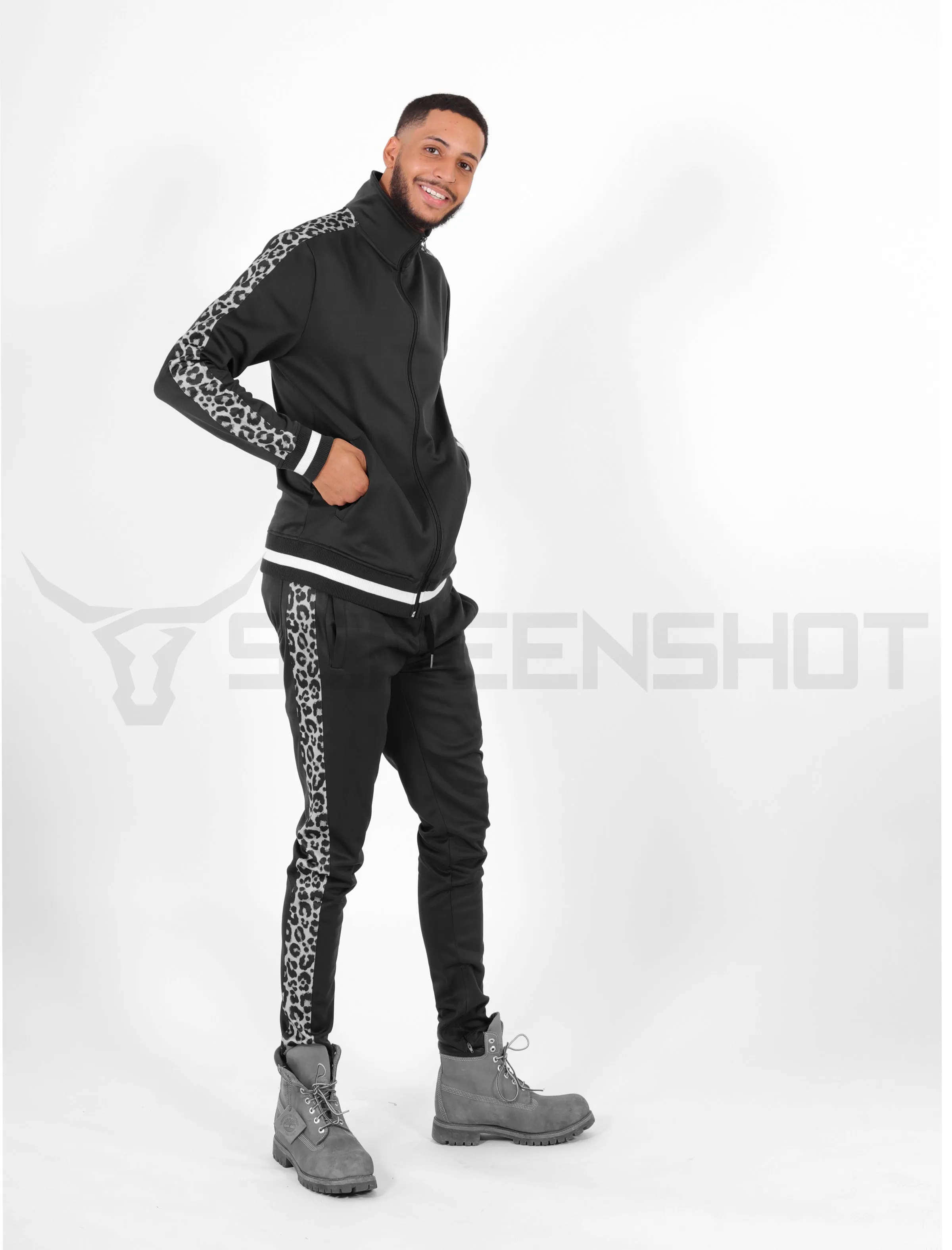 P11004-PRINT TRACK PANTS (BLACK/TR)