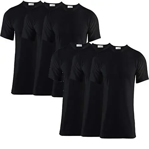 Pack of 6 Men's Extreme Hot 0.45 TOG Thermal Underwear Short Sleeve Vest Free Post Size S-XXL (Black, Large)