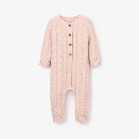 Pale Pink Horseshoe Cable Knit Baby Jumpsuit - Select Size