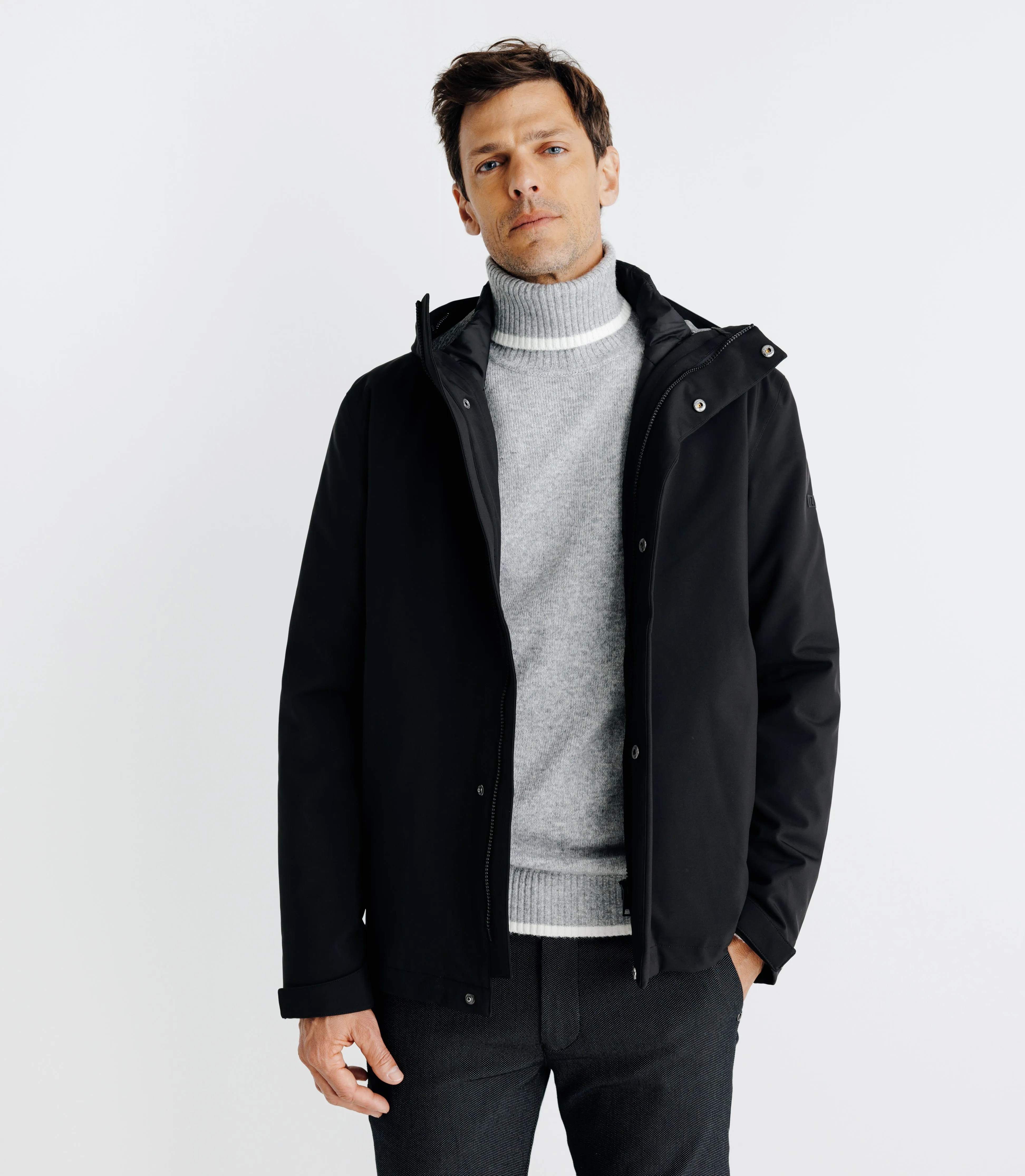 Parka courte avec col montant noir