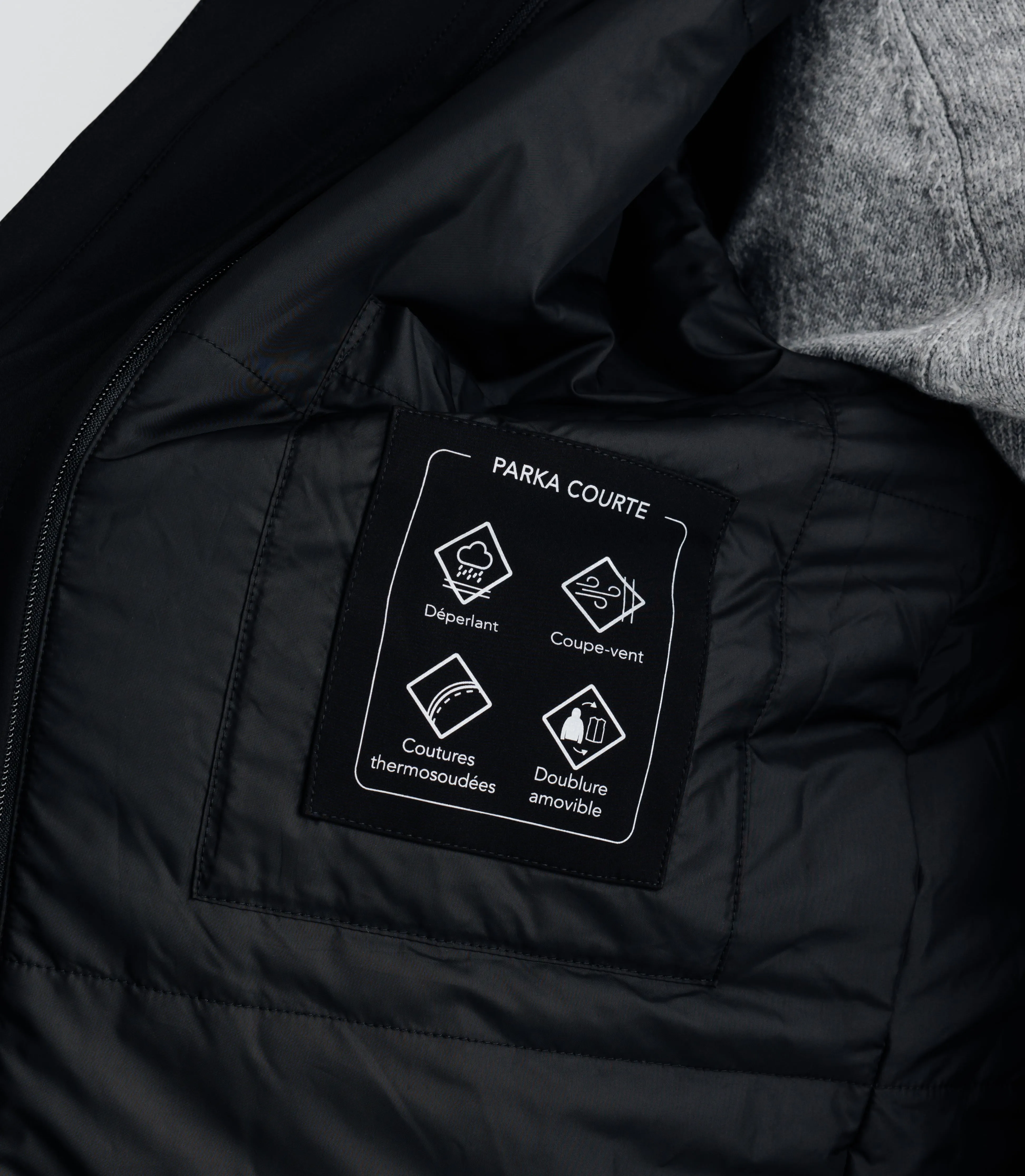 Parka courte avec col montant noir