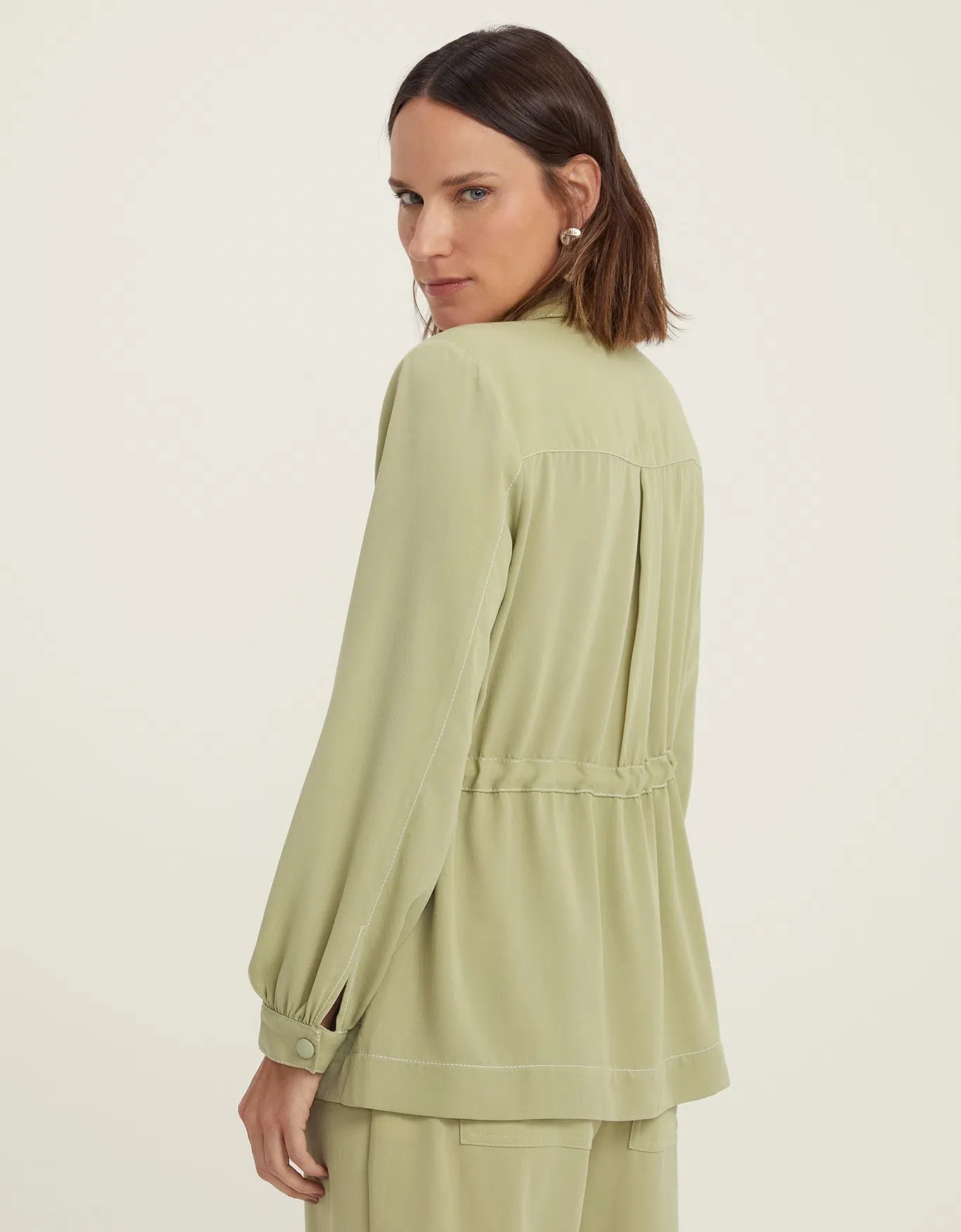 Parka Pesponto Contraste Verde Shoulder