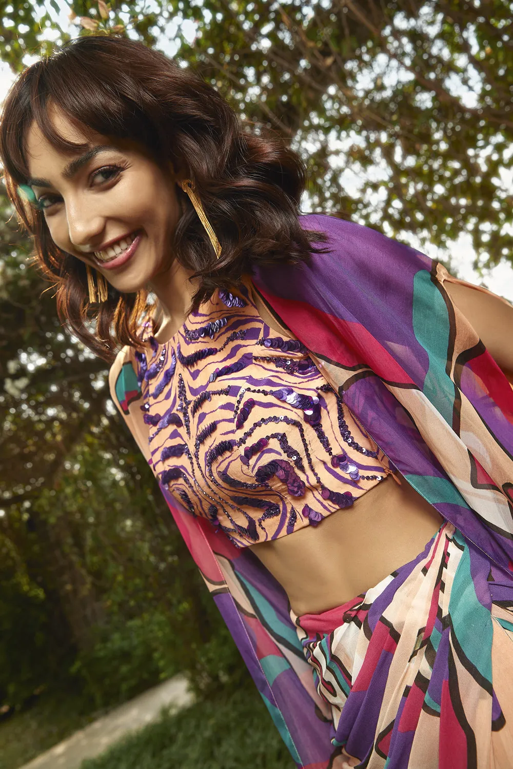 Peach Printed Top