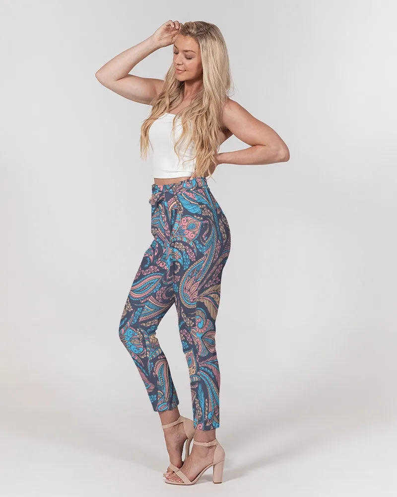 Perfect Paisley Women's Belted Tapered Pants