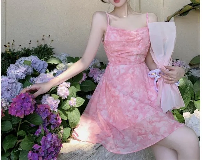 Pink Floral Slip Dress