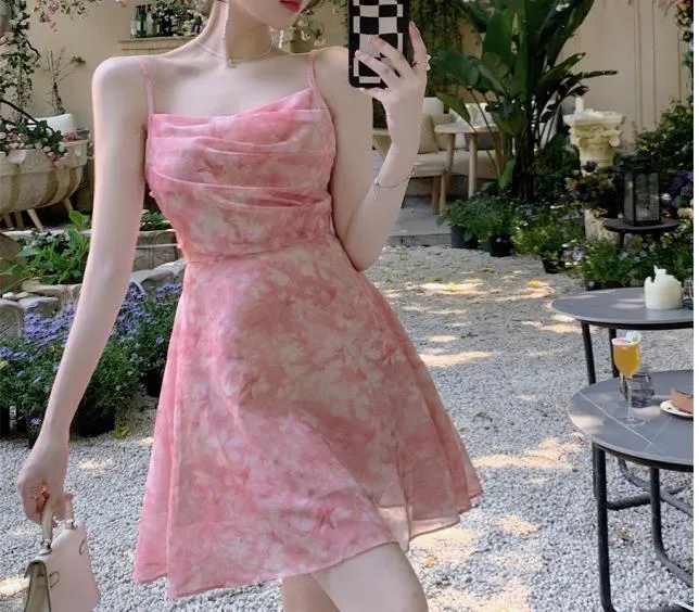 Pink Floral Slip Dress