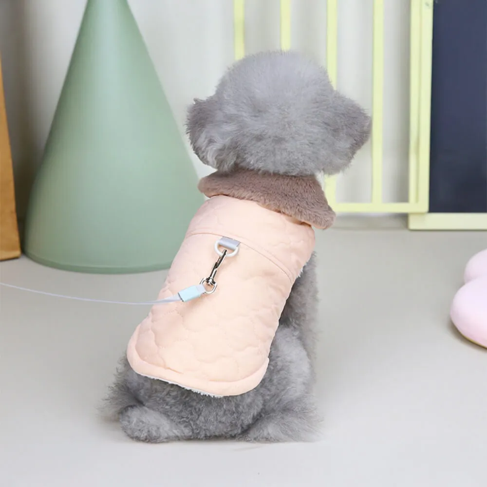 Plush Quilted Warm Faux Fur Collar Dog Jacket