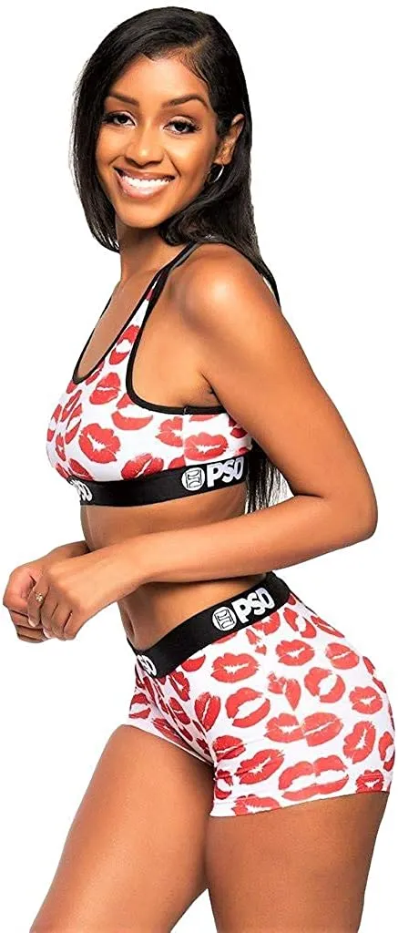 PSD Underwear Women's Athletic Fit Boy Short - Red/Red Ruby Lips