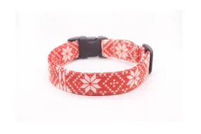 Red Nordic Winter Dog Collar