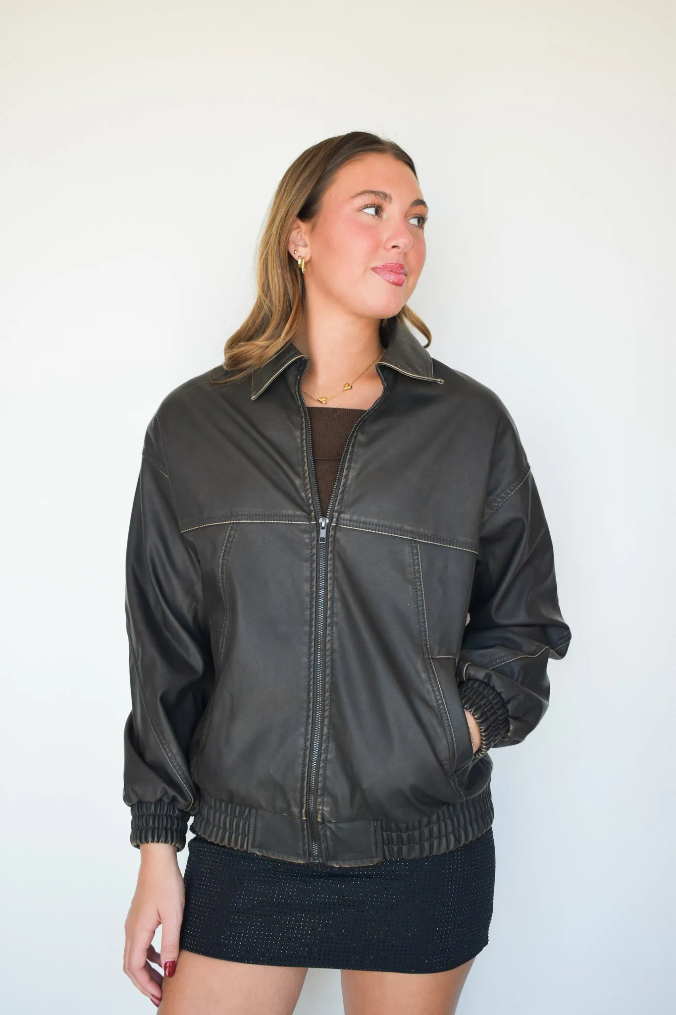 Relaxed Fit Leather Jacket