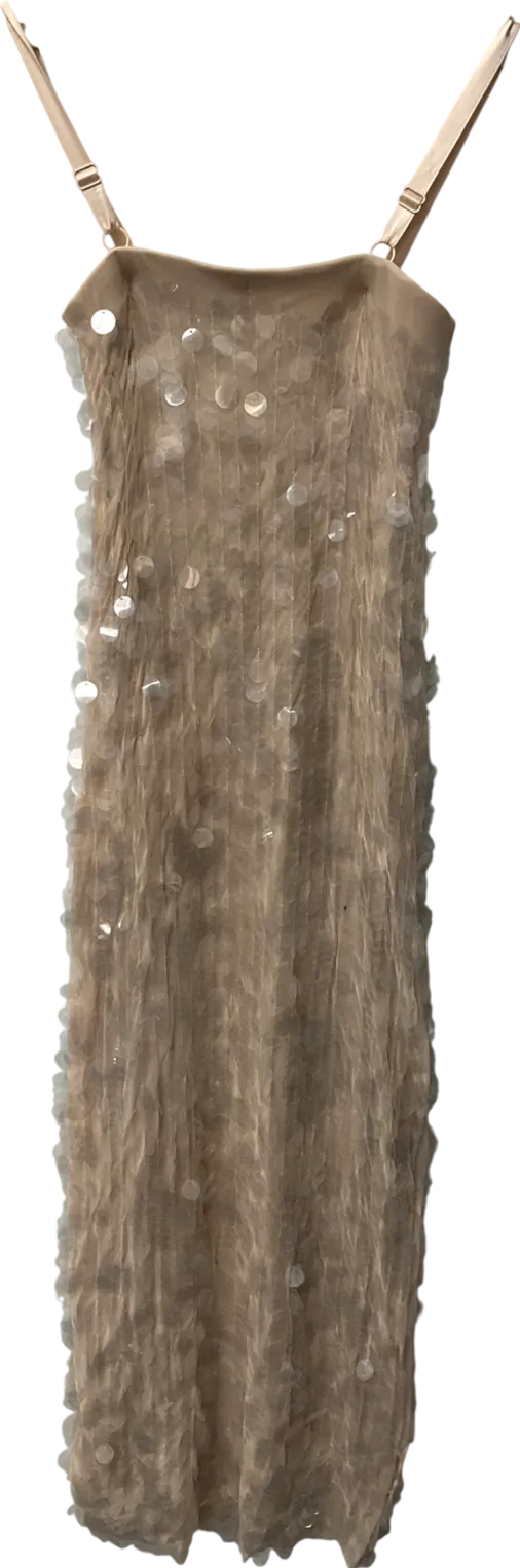 River Island Petite Cream Sequin Slip Dress UK 6