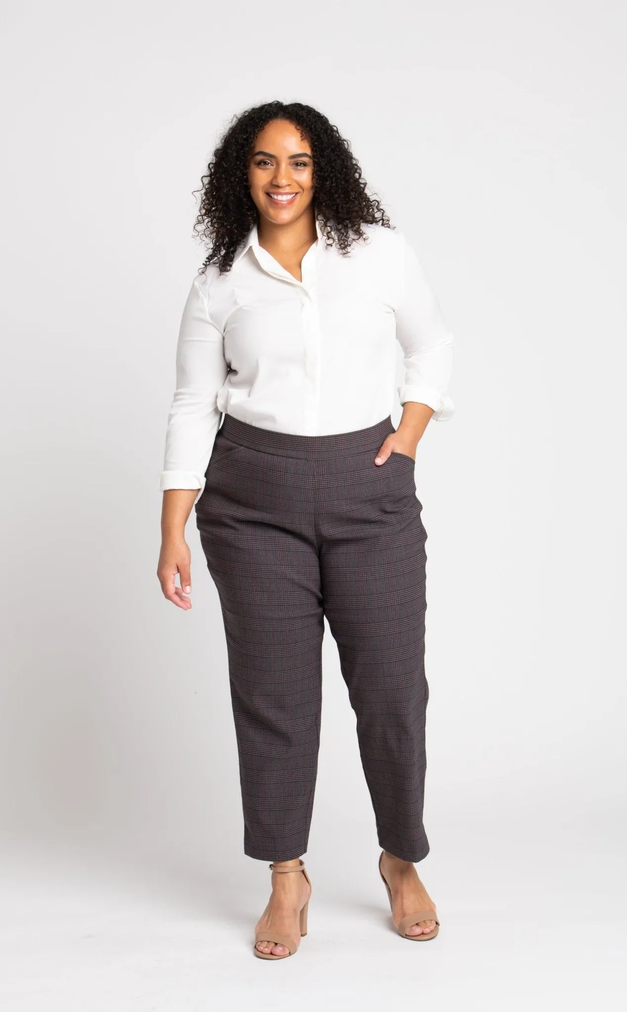Roz & Ali Millennium Wine Plaid Pull On Ankle Pants - Plus