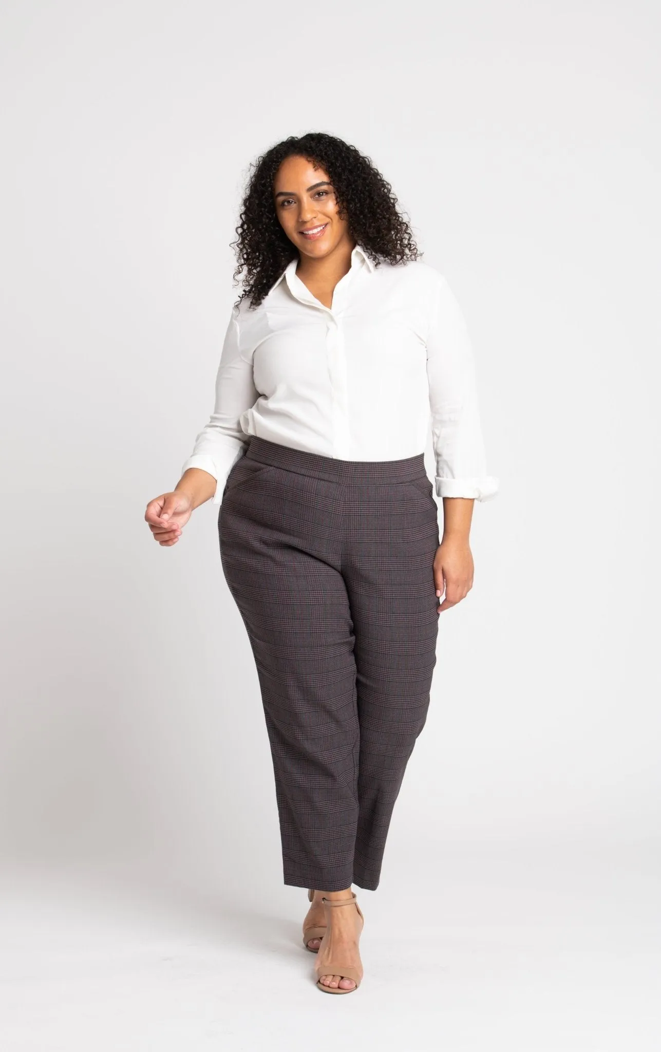 Roz & Ali Millennium Wine Plaid Pull On Ankle Pants - Plus