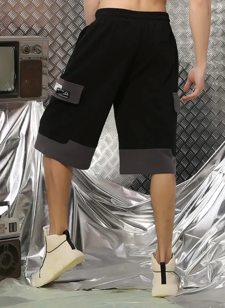 Safari Style Color Block Print Pocket Casual Shorts