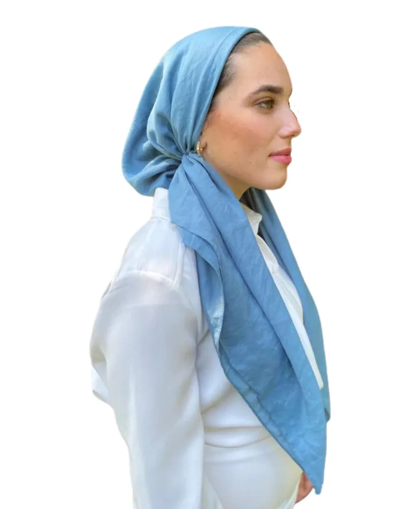 Scarf Bar Classic Solid Sky Blue Pre-Tied Bandanna with Full Grip