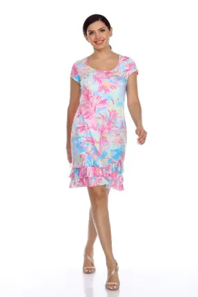 Scoop Neck Cap Sleeve Shift Dress
