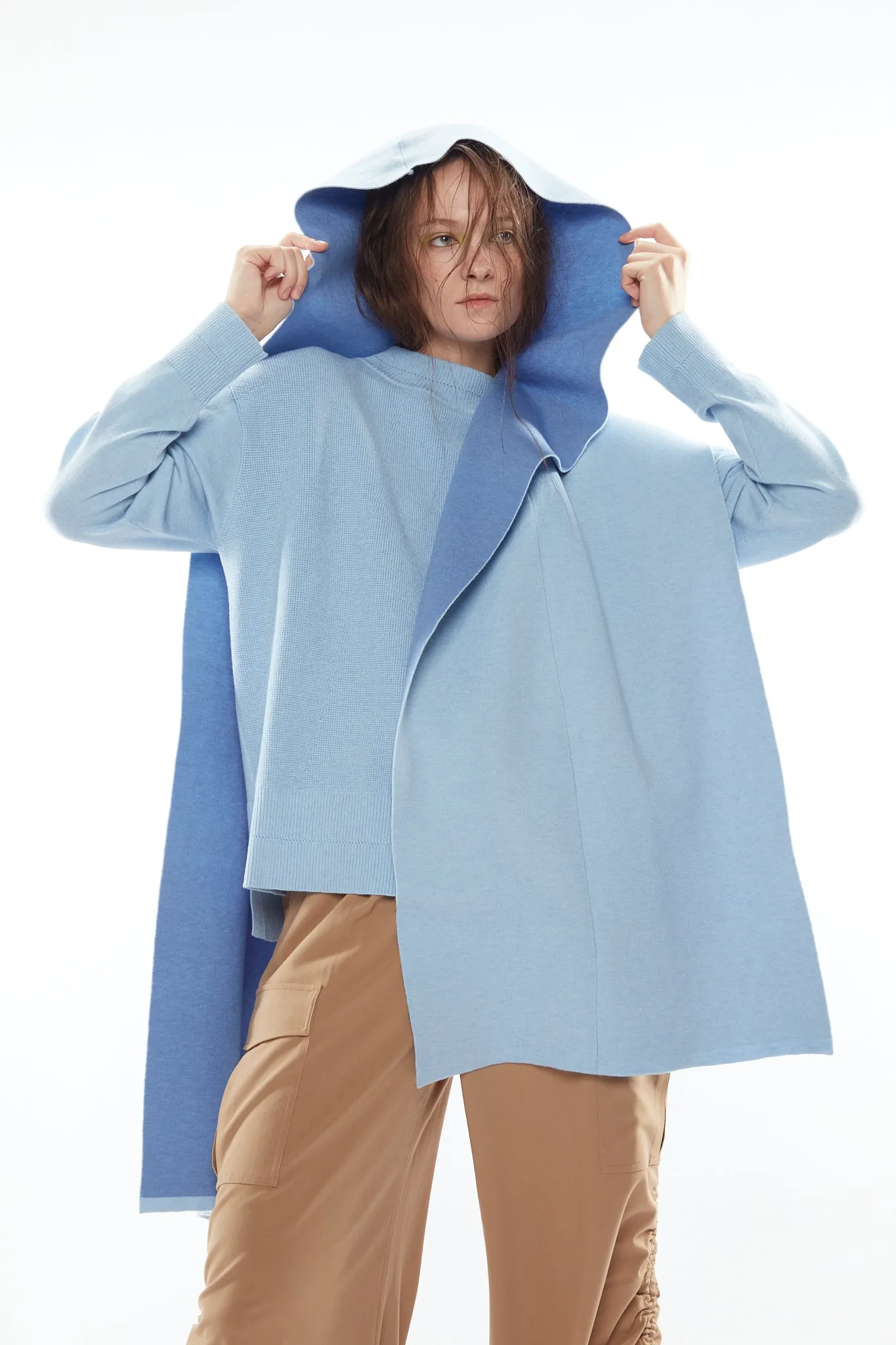 Shawl & Basic Knit Twin Set Top