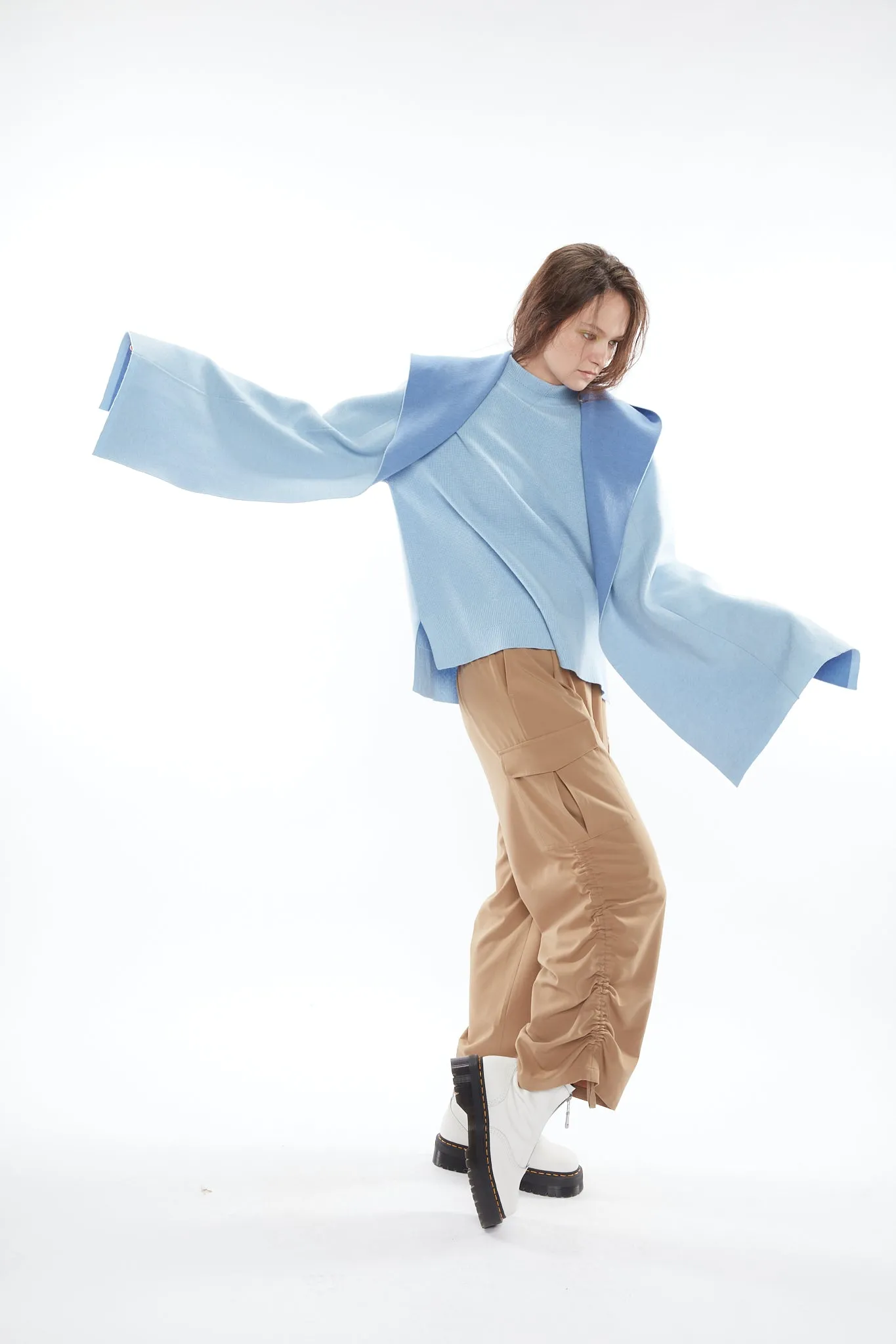Shawl & Basic Knit Twin Set Top
