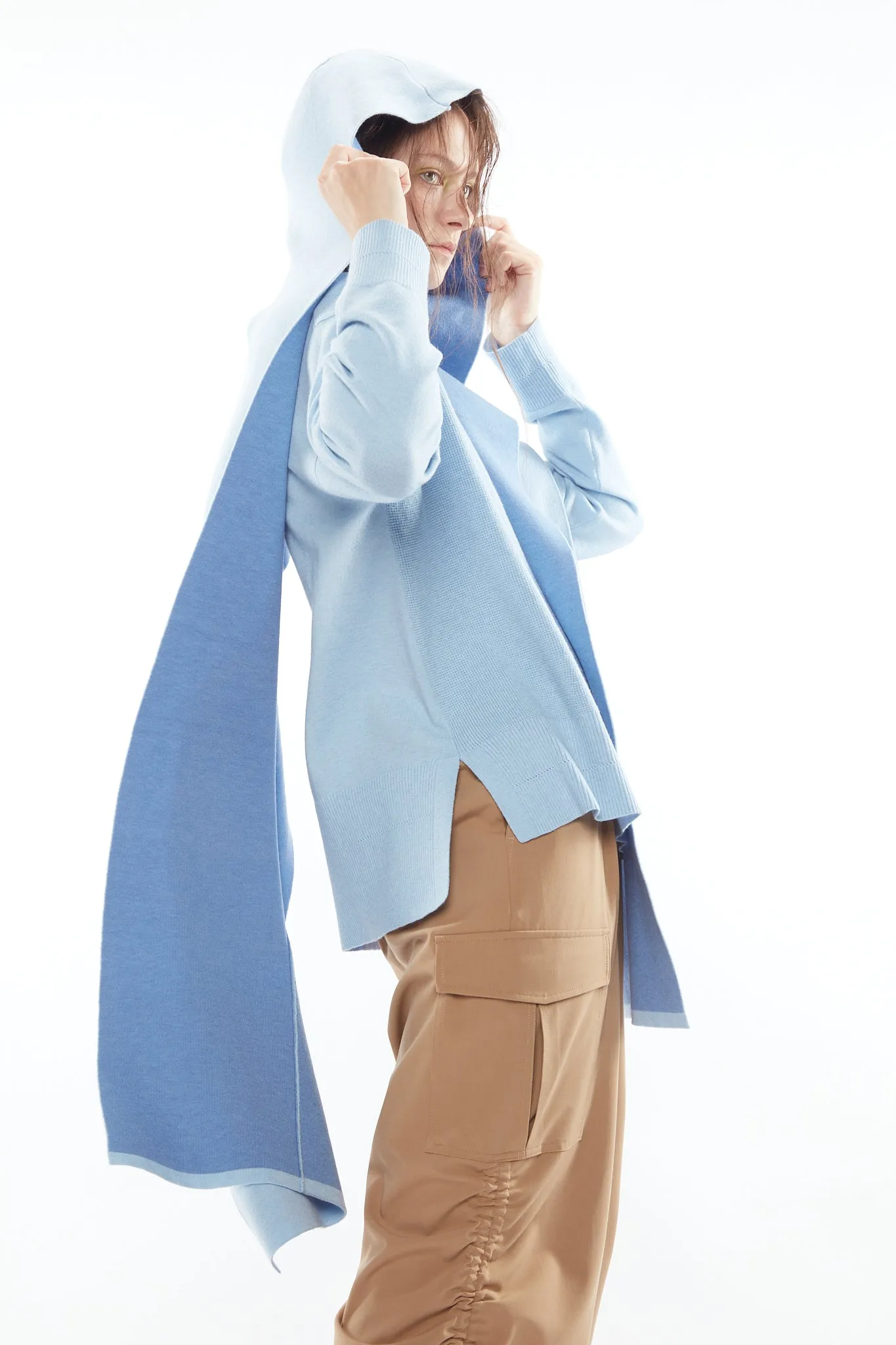 Shawl & Basic Knit Twin Set Top