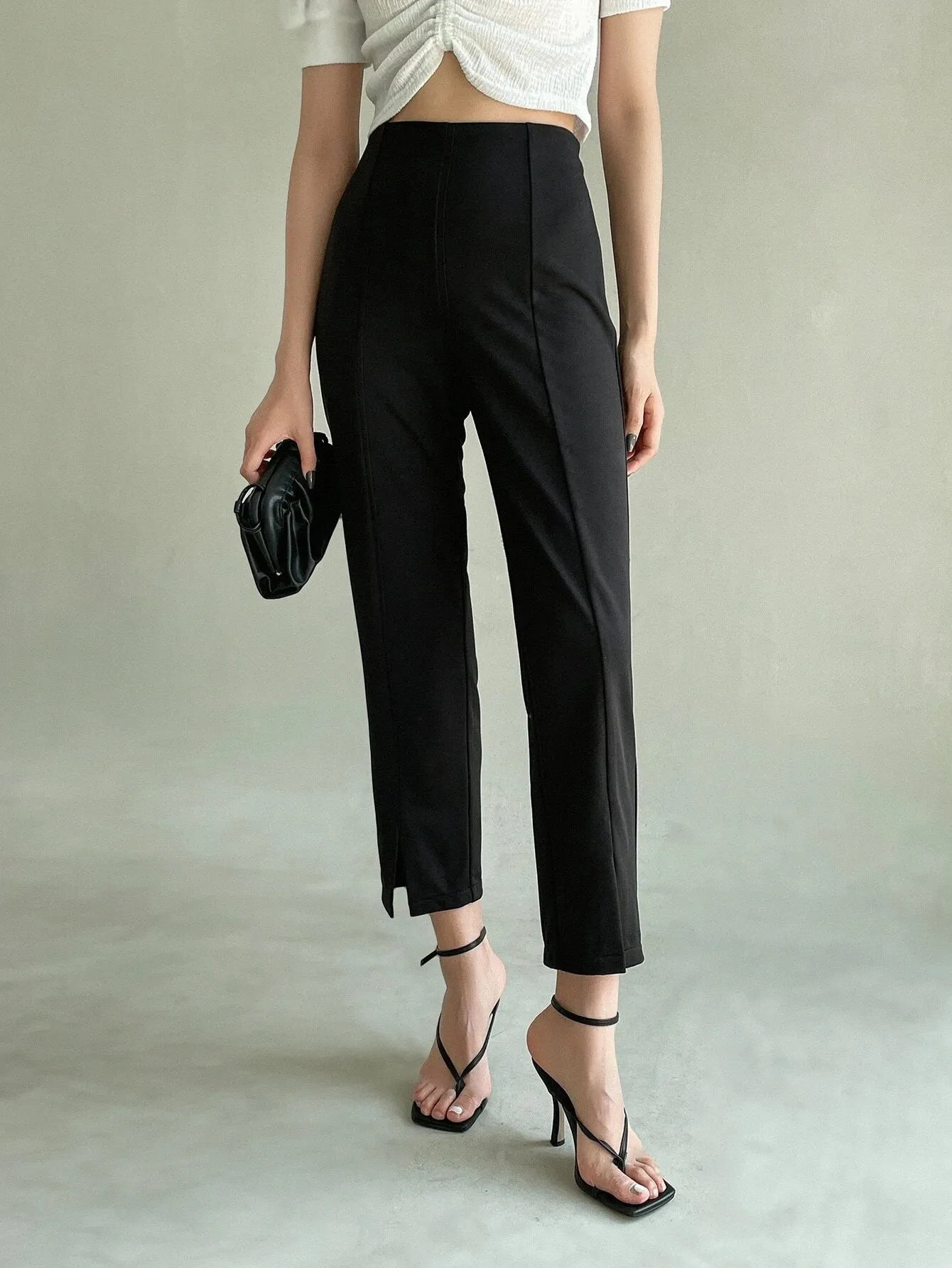 SHEIN Dazy-Less Slit Hem High Waist Pants