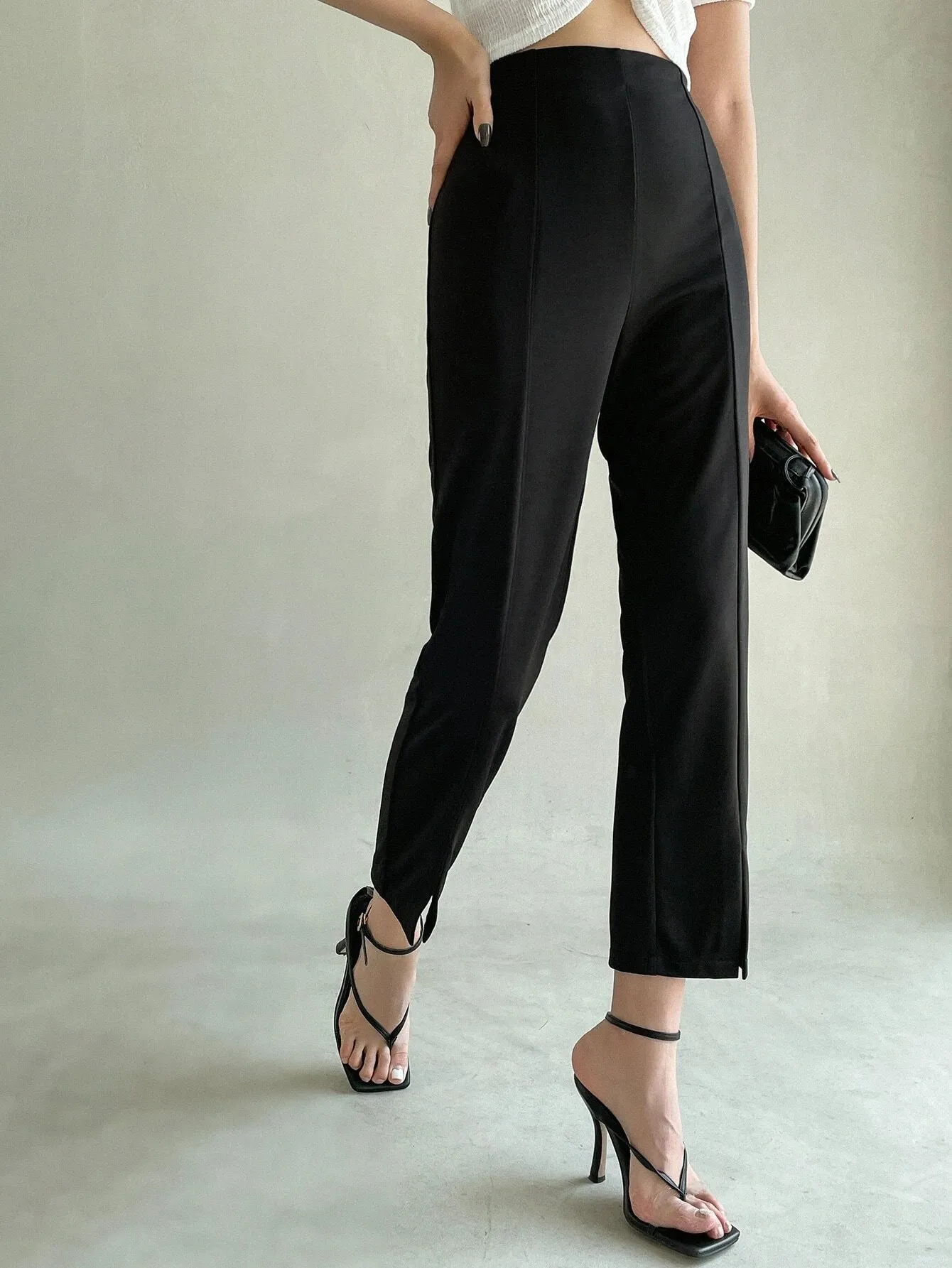 SHEIN Dazy-Less Slit Hem High Waist Pants