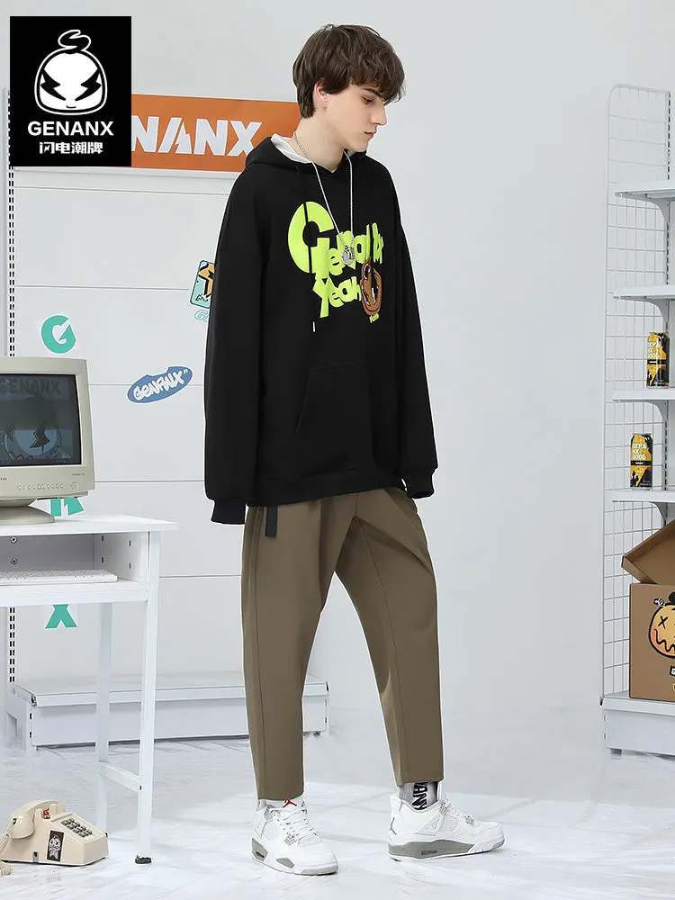 Simple style fun buckle belt buckle O-shaped small feet solid color casual pants