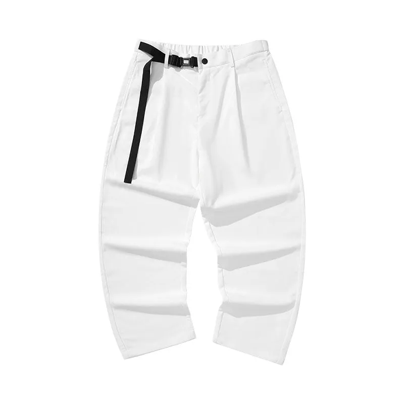 Simple style fun buckle belt buckle O-shaped small feet solid color casual pants