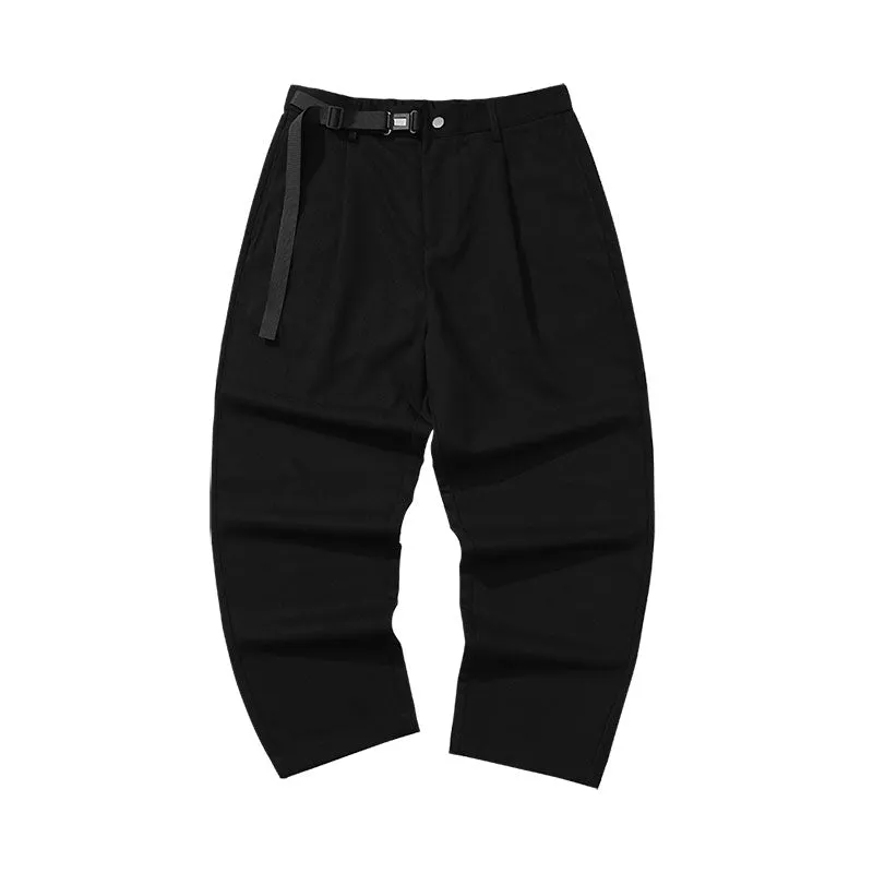 Simple style fun buckle belt buckle O-shaped small feet solid color casual pants