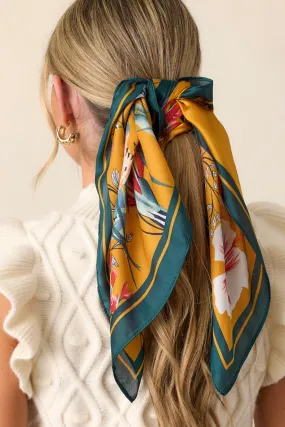 Simple Twist of Fate Green Floral Print Scarf