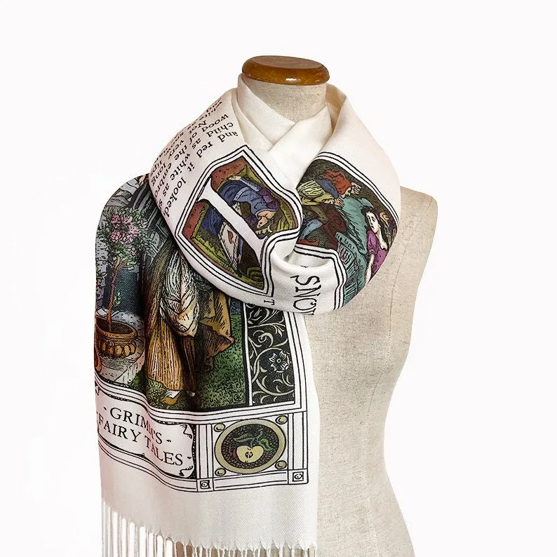 Snow White Scarf Shawl Wrap. Book scarf, Literary scarf, Classic Literature, Brothers Grimm fairy tale