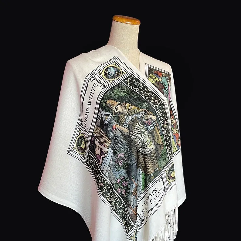 Snow White Scarf Shawl Wrap. Book scarf, Literary scarf, Classic Literature, Brothers Grimm fairy tale