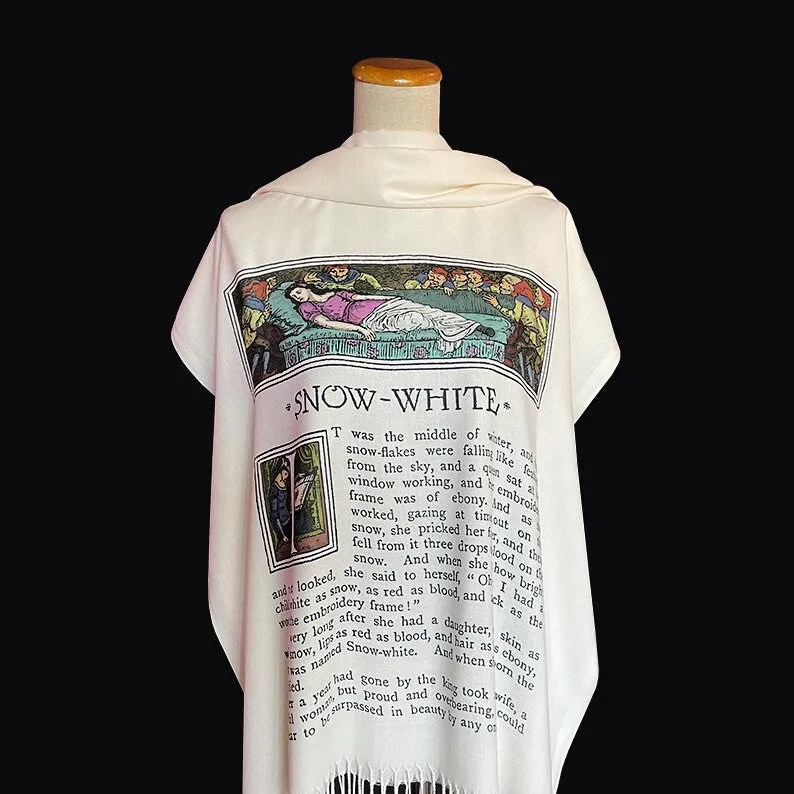 Snow White Scarf Shawl Wrap. Book scarf, Literary scarf, Classic Literature, Brothers Grimm fairy tale