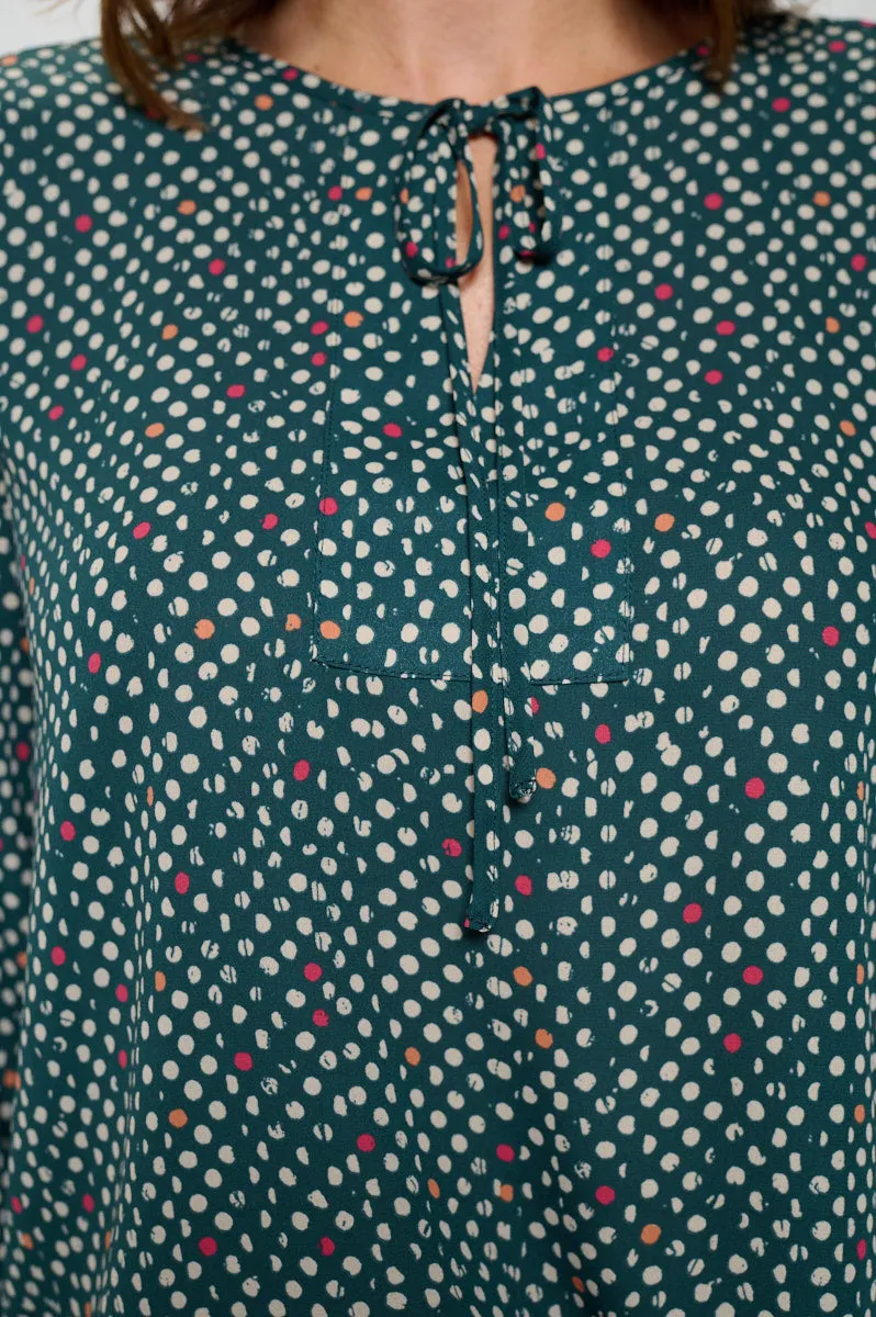 Sophia Three Quarter Balloon Sleeve Printed Everyday Blouse