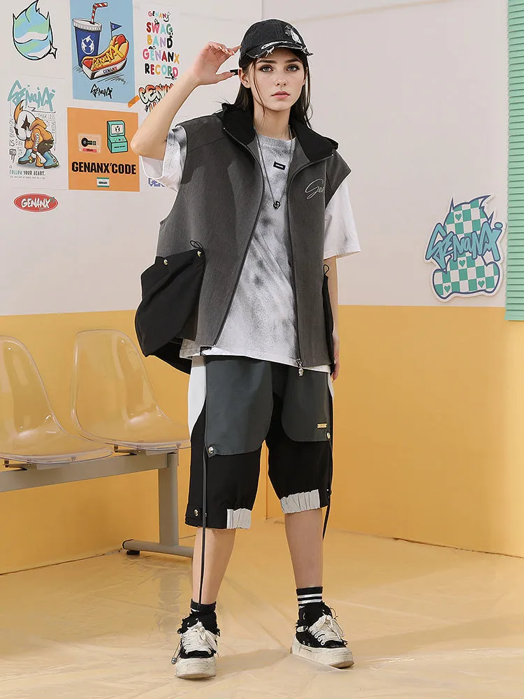 Splicing loose low crotch flying mouse pants five minutes casual shorts