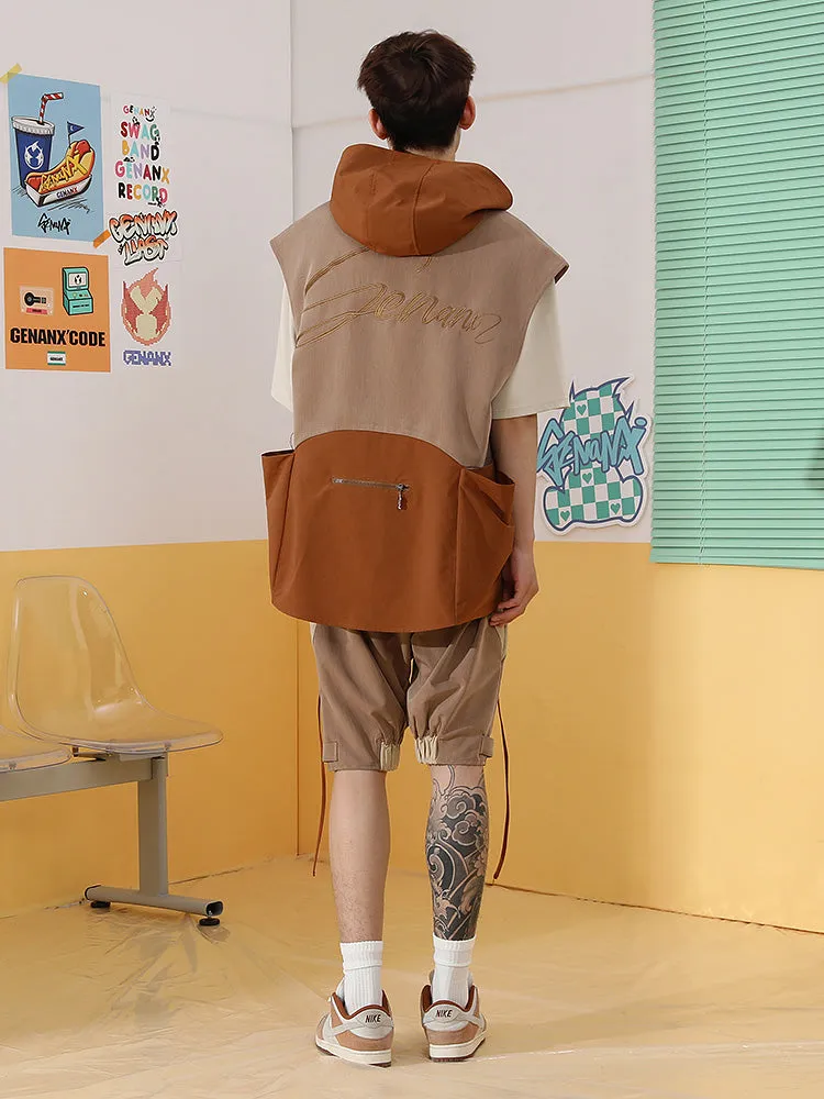 Splicing loose low crotch flying mouse pants five minutes casual shorts