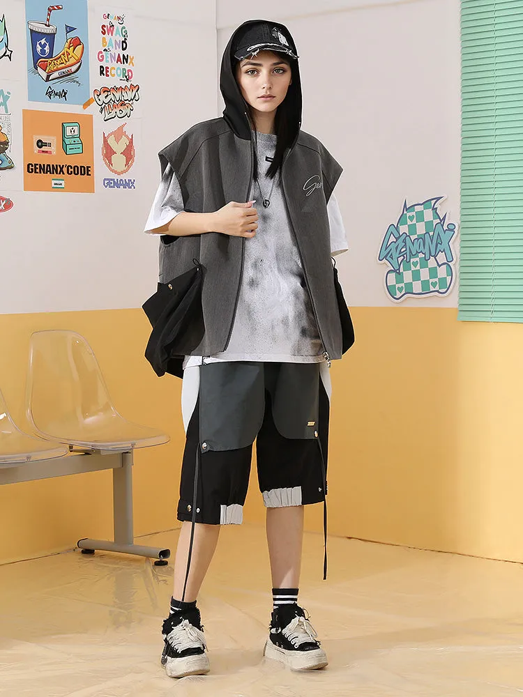 Splicing loose low crotch flying mouse pants five minutes casual shorts