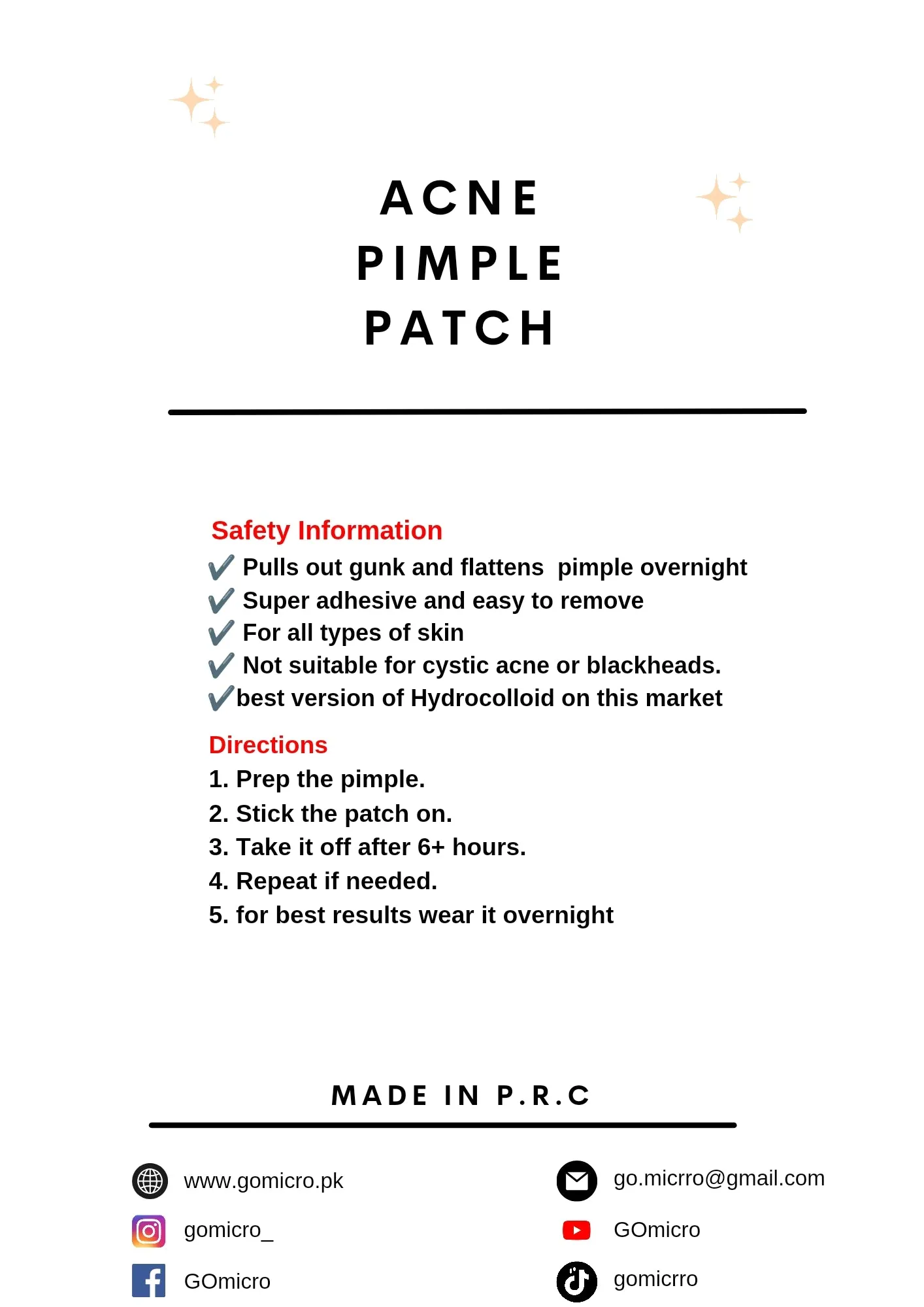 Star shape Pimple patches