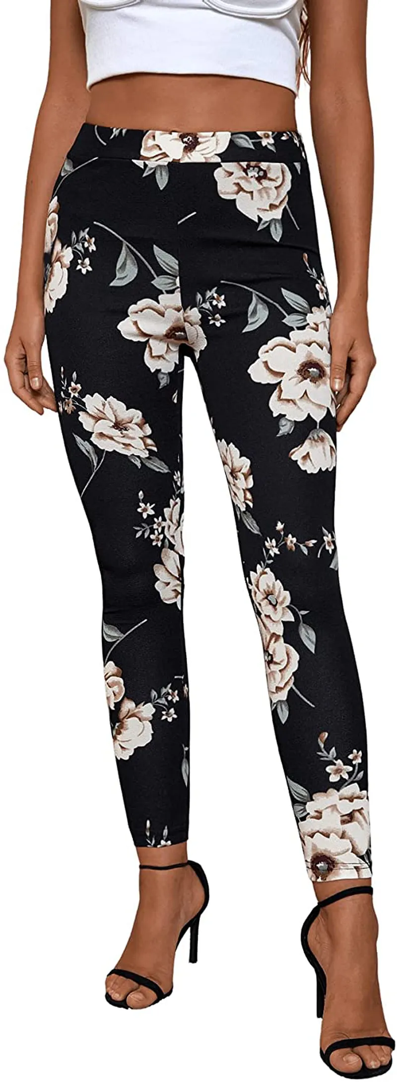 SweatyRocks Women's Basic Leggings Stretchy Slim Elastic High Waist Work Pants